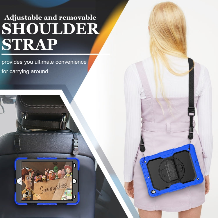 For iPad 10.2 2021 / 2020 / 2019 Shockproof Silicone + PC Protective Case with Holder & Shoulder Strap & Pen Slot(Blue) - iPad 10.2 Cases by buy2fix | Online Shopping UK | buy2fix