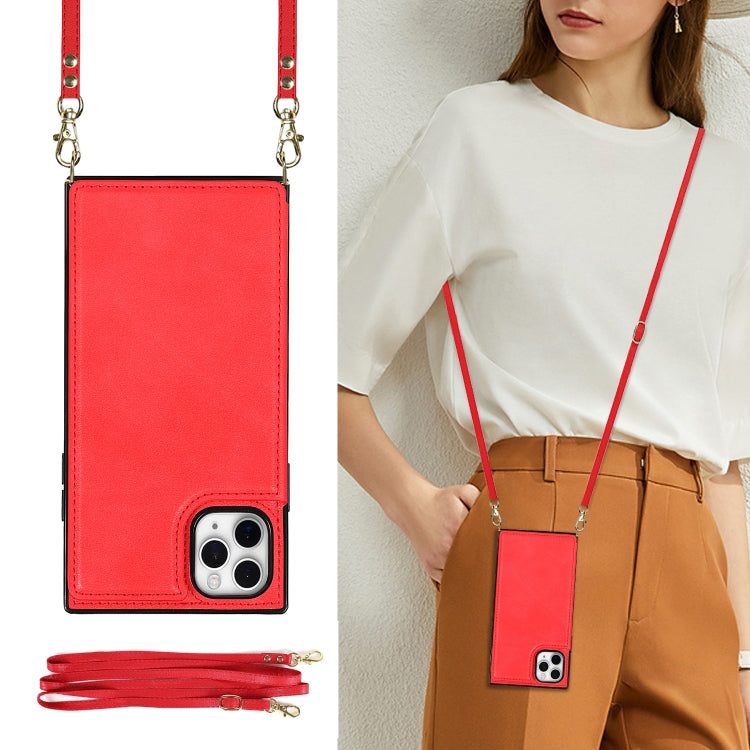 For iPhone 11 Pro Max Cross-body Square Double Buckle Flip Card Bag TPU+PU Case with Card Slots & Wallet & Photo & Strap (Red) - iPhone 11 Pro Max Cases by buy2fix | Online Shopping UK | buy2fix