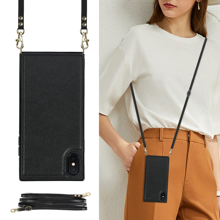 For iPhone XS Max Cross-body Square Double Buckle Flip Card Bag TPU+PU Case with Card Slots & Wallet & Photo & Strap(Black) - More iPhone Cases by buy2fix | Online Shopping UK | buy2fix