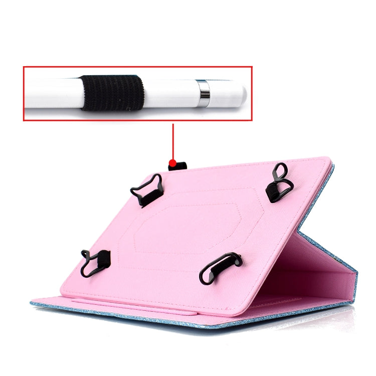 For 7 inch Tablet Varnish Glitter Powder Horizontal Flip Leather Case with Holder & Card Slot(Rose Gold) - 7 inch by buy2fix | Online Shopping UK | buy2fix