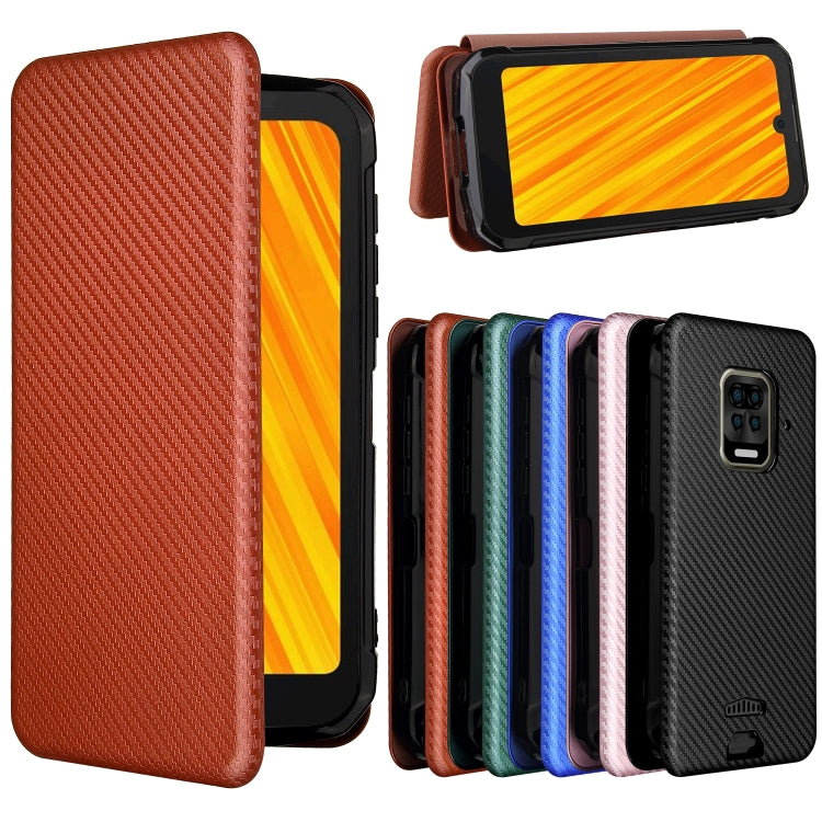 For Doogee S59 / S59 Pro Carbon Fiber Texture Horizontal Flip TPU + PC + PU Leather Case with Card Slot(Brown) by buy2fix
