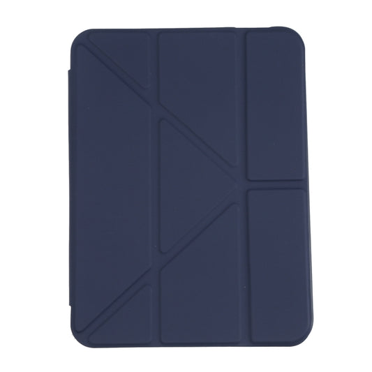 For iPad mini 2024 / mini 6 Deformation Transparent Acrylic Horizontal Flip PU Leather Tablet Case with Multi-folding Holder & Sleep / Wake-up Function & Pen Slot(Dark Blue) - iPad mini 6 Cases by buy2fix | Online Shopping UK | buy2fix