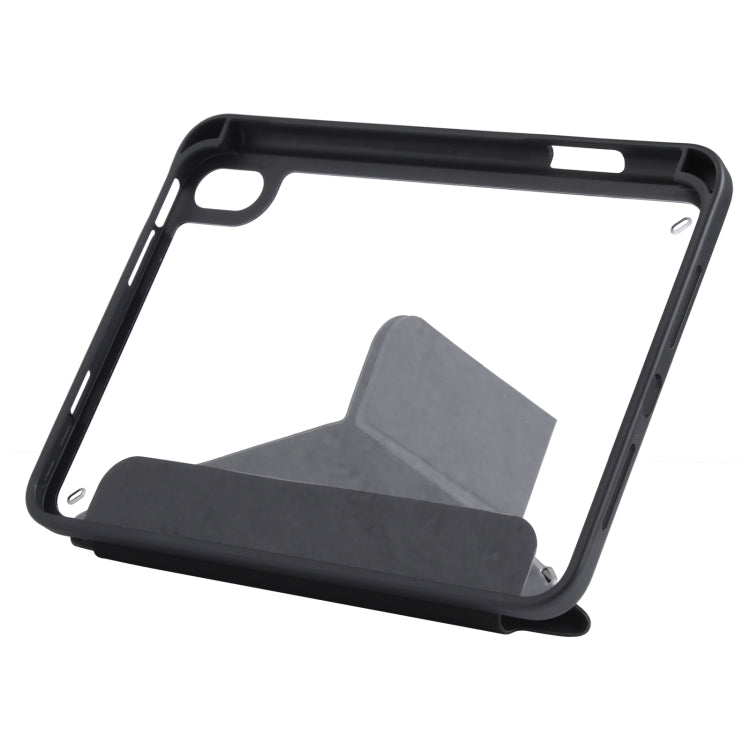 For iPad mini 2024 / mini 6 Deformation Transparent Acrylic Horizontal Flip PU Leather Tablet Case with Multi-folding Holder & Sleep / Wake-up Function & Pen Slot(Black) - iPad mini 6 Cases by buy2fix | Online Shopping UK | buy2fix