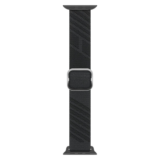Two-color Nylon Braid Watch Band For Apple Watch Ultra 49mm&Watch Ultra 2 49mm / Series 9&8&7 45mm / SE 3&SE 2&6&SE&5&4 44mm / 3&2&1 42mm(Black Grey) by buy2fix