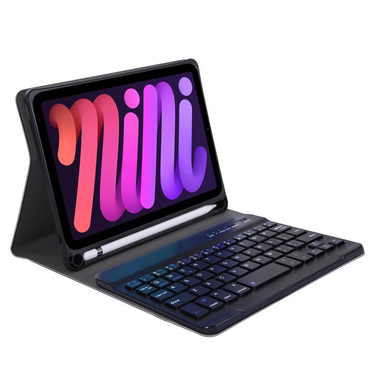 A06B Ultra-thin Detachable Bluetooth Keyboard Leather Case with Pen Slot & Holder for iPad mini 6 / mini 7(Black) by buy2fix