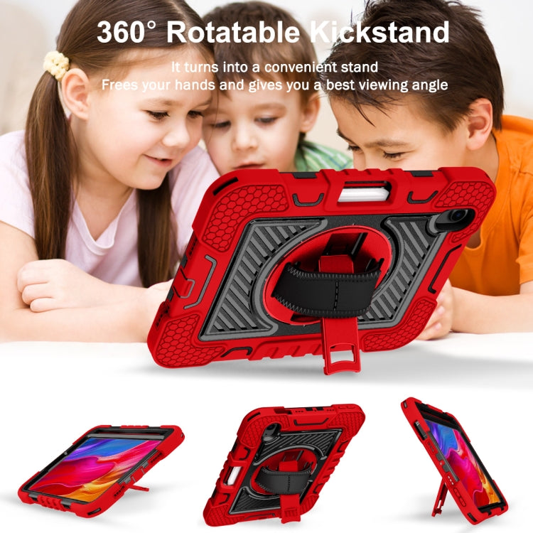 For iPad mini 2024 / mini 6 360 Degree Rotation Contrast Color Shockproof Silicone + PC Tablet Case with Holder & Hand Grip Strap & Shoulder Strap(Red+Black) - iPad mini 6 Cases by buy2fix | Online Shopping UK | buy2fix