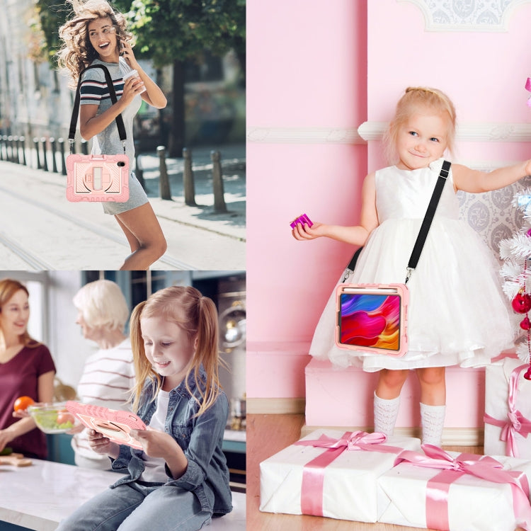 For iPad mini 2024 / mini 6 360 Degree Rotation Contrast Color Shockproof Silicone + PC Tablet Case with Holder & Hand Grip Strap & Shoulder Strap(Rose Gold) - iPad mini 6 Cases by buy2fix | Online Shopping UK | buy2fix