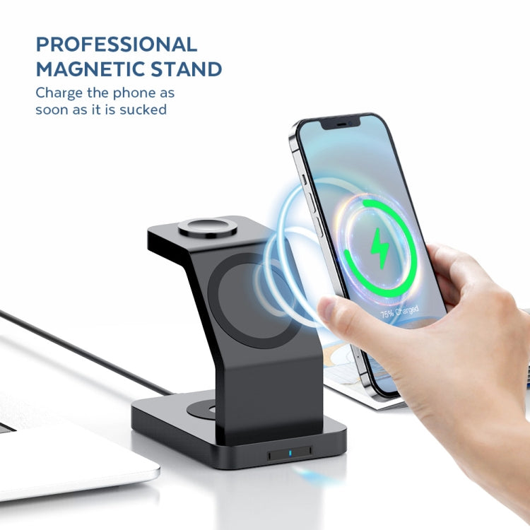 S6 3 In 1 Multi-function Magnetic Wireless Charger Stand for iPhone & iWatch & AirPods(Black) - Wireless Charger by buy2fix | Online Shopping UK | buy2fix