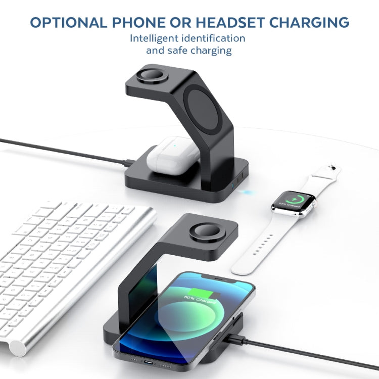 S6 3 In 1 Multi-function Magnetic Wireless Charger Stand for iPhone & iWatch & AirPods(Black) - Wireless Charger by buy2fix | Online Shopping UK | buy2fix