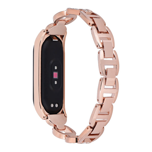 For Xiaomi Mi Band 4 / 3 8-shaped Diamond Alloy Watch Band(Rose Gold) by buy2fix