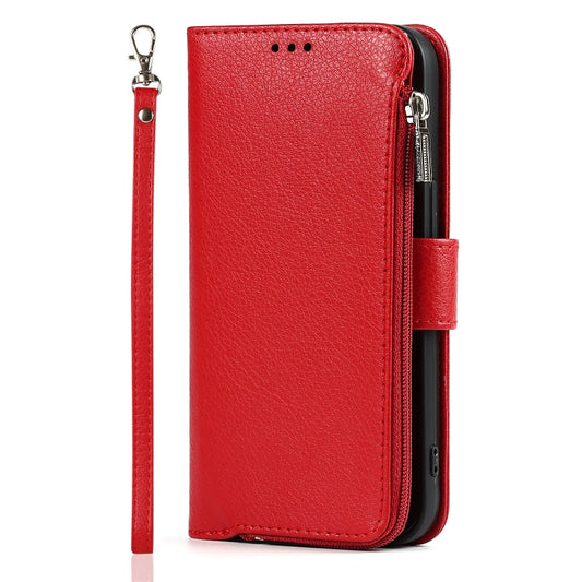 For iPhone 13 mini Microfiber Zipper Horizontal Flip Leather Case with Holder & Card Slots & Wallet (Red) - iPhone 13 mini Cases by buy2fix | Online Shopping UK | buy2fix