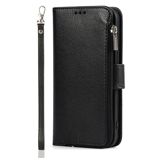 For iPhone 13 Microfiber Zipper Horizontal Flip Leather Case with Holder & Card Slots & Wallet(Black) - iPhone 13 Cases by buy2fix | Online Shopping UK | buy2fix