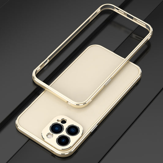 For iPhone 13 Pro Aurora Series Lens Protector + Metal Frame Protective Case (Gold Silver) - iPhone 13 Pro Cases by buy2fix | Online Shopping UK | buy2fix