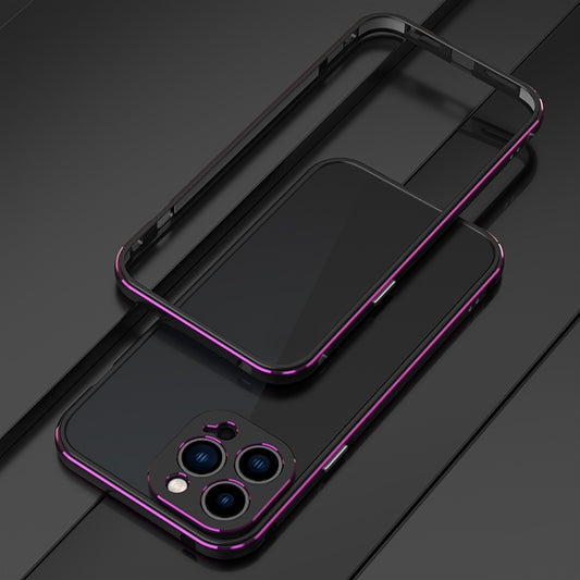 For iPhone 13 Pro Aurora Series Lens Protector + Metal Frame Protective Case (Black Purple) - iPhone 13 Pro Cases by buy2fix | Online Shopping UK | buy2fix