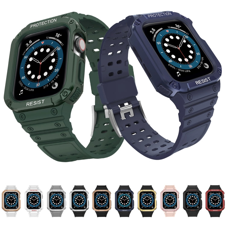 Silicone Integrated Watch Band For Apple Watch Series 9&8&7 45mm / Watch SE&6&5&4 44mm / 3&2&1 42mm(Moonlight Grey+Silver Frame) by buy2fix