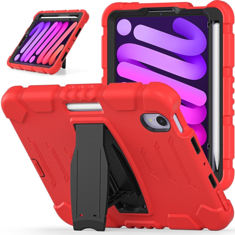 For iPad mini 6 / mini 2024 Tri-Layer Protection Screen Frame Heavy Duty PC Hybrid Silicone Case with Holder(Red+Black) - iPad mini 2024 Cases by buy2fix | Online Shopping UK | buy2fix