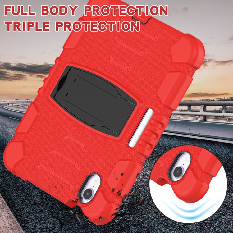 For iPad mini 6 / mini 2024 Tri-Layer Protection Screen Frame Heavy Duty PC Hybrid Silicone Case with Holder(Red+Black) - iPad mini 2024 Cases by buy2fix | Online Shopping UK | buy2fix