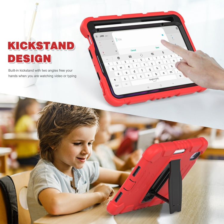 For iPad mini 6 / mini 2024 Tri-Layer Protection Screen Frame Heavy Duty PC Hybrid Silicone Case with Holder(Red+Black) - iPad mini 2024 Cases by buy2fix | Online Shopping UK | buy2fix