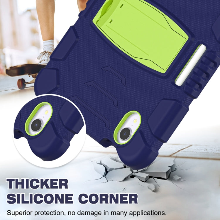 For iPad mini 6 / mini 2024 Tri-Layer Protection Screen Frame Heavy Duty PC Hybrid Silicone Case with Holder(NavyBlue+Lime) - iPad mini 2024 Cases by buy2fix | Online Shopping UK | buy2fix