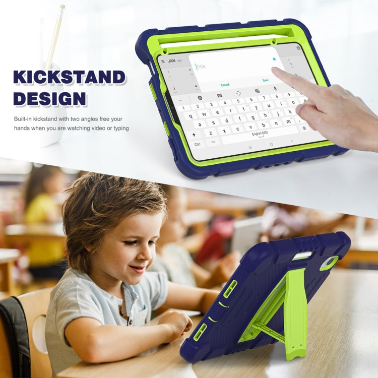 For iPad mini 6 / mini 2024 Tri-Layer Protection Screen Frame Heavy Duty PC Hybrid Silicone Case with Holder(NavyBlue+Lime) - iPad mini 2024 Cases by buy2fix | Online Shopping UK | buy2fix