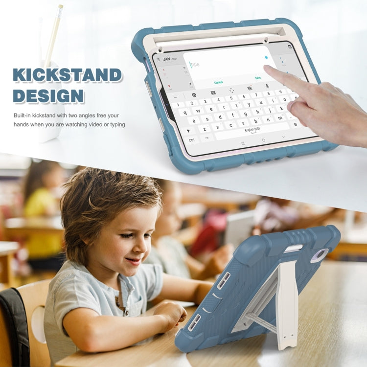 For iPad mini 6 / mini 2024 Tri-Layer Protection Screen Frame Heavy Duty PC Hybrid Silicone Case with Holder(Cornflower Blue) by buy2fix