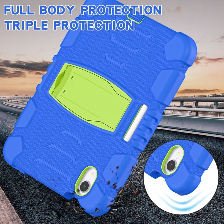For iPad mini 6 / mini 2024 Tri-Layer Protection Screen Frame Heavy Duty PC Hybrid Silicone Case with Holder(Blue+Lime) - iPad mini 2024 Cases by buy2fix | Online Shopping UK | buy2fix