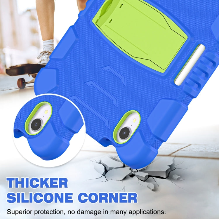 For iPad mini 6 / mini 2024 Tri-Layer Protection Screen Frame Heavy Duty PC Hybrid Silicone Case with Holder(Blue+Lime) - iPad mini 2024 Cases by buy2fix | Online Shopping UK | buy2fix