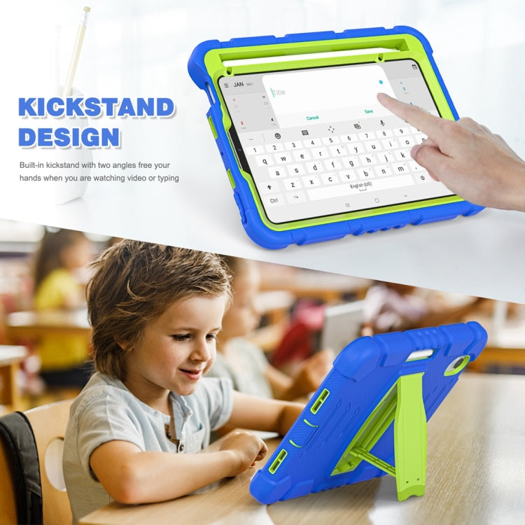 For iPad mini 6 / mini 2024 Tri-Layer Protection Screen Frame Heavy Duty PC Hybrid Silicone Case with Holder(Blue+Lime) - iPad mini 2024 Cases by buy2fix | Online Shopping UK | buy2fix