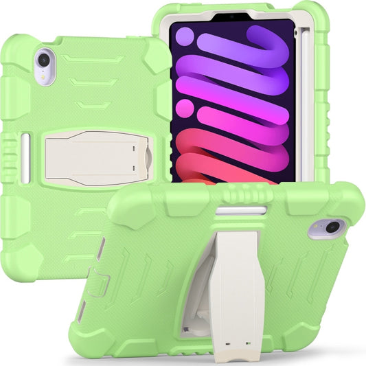 For iPad mini 6 / mini 2024 Tri-Layer Protection Screen Frame Heavy Duty PC Hybrid Silicone Case with Holder(Matcha Green) - iPad mini 2024 Cases by buy2fix | Online Shopping UK | buy2fix