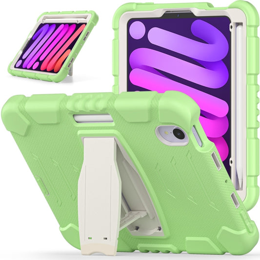 For iPad mini 6 / mini 2024 Tri-Layer Protection Screen Frame Heavy Duty PC Hybrid Silicone Case with Holder(Matcha Green) - iPad mini 2024 Cases by buy2fix | Online Shopping UK | buy2fix
