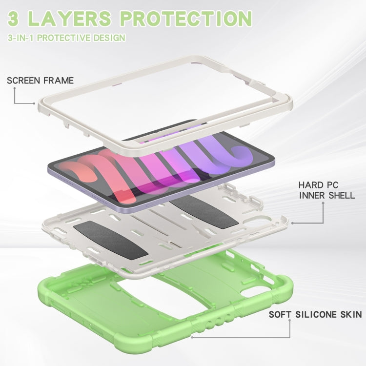 For iPad mini 6 / mini 2024 Tri-Layer Protection Screen Frame Heavy Duty PC Hybrid Silicone Case with Holder(Matcha Green) - iPad mini 2024 Cases by buy2fix | Online Shopping UK | buy2fix