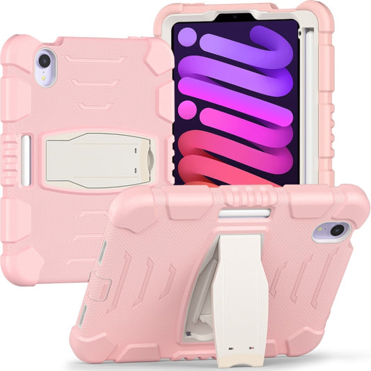 For iPad mini 6 / mini 2024 Tri-Layer Protection Screen Frame Heavy Duty PC Hybrid Silicone Case with Holder(Cherry Blossoms Pink) - iPad mini 2024 Cases by buy2fix | Online Shopping UK | buy2fix