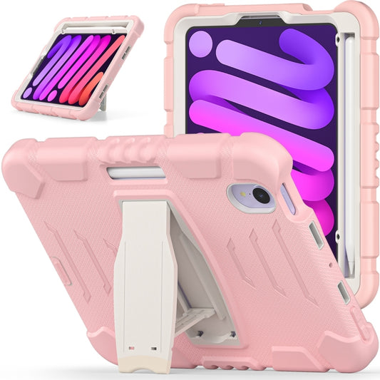 For iPad mini 6 / mini 2024 Tri-Layer Protection Screen Frame Heavy Duty PC Hybrid Silicone Case with Holder(Cherry Blossoms Pink) - iPad mini 2024 Cases by buy2fix | Online Shopping UK | buy2fix