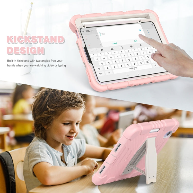 For iPad mini 6 / mini 2024 Tri-Layer Protection Screen Frame Heavy Duty PC Hybrid Silicone Case with Holder(Cherry Blossoms Pink) - iPad mini 2024 Cases by buy2fix | Online Shopping UK | buy2fix