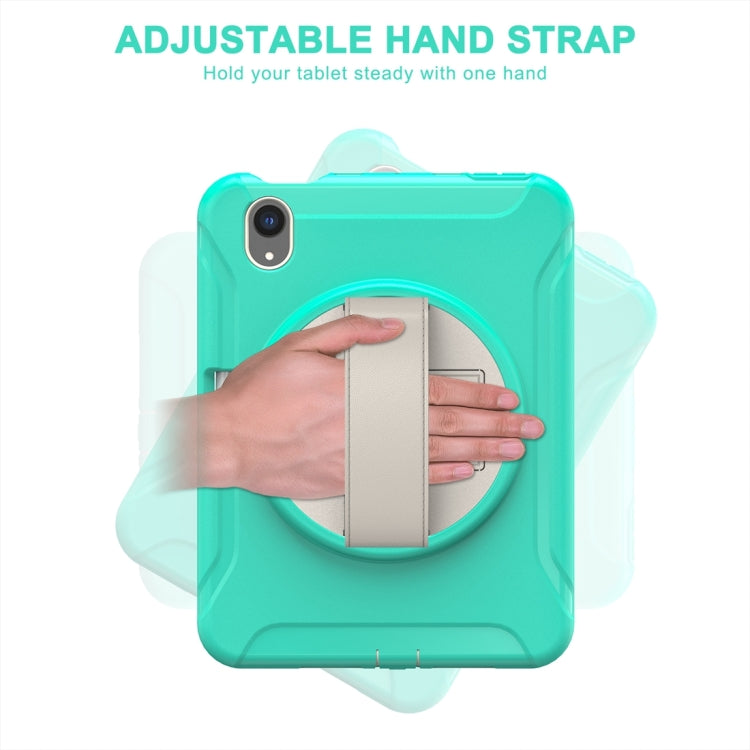For iPad mini 6 / mini 2024 360 Degree Rotation PC + TPU Protective Tablet Case with Holder & Hand-strap(Mint Green) - iPad mini 2024 Cases by buy2fix | Online Shopping UK | buy2fix