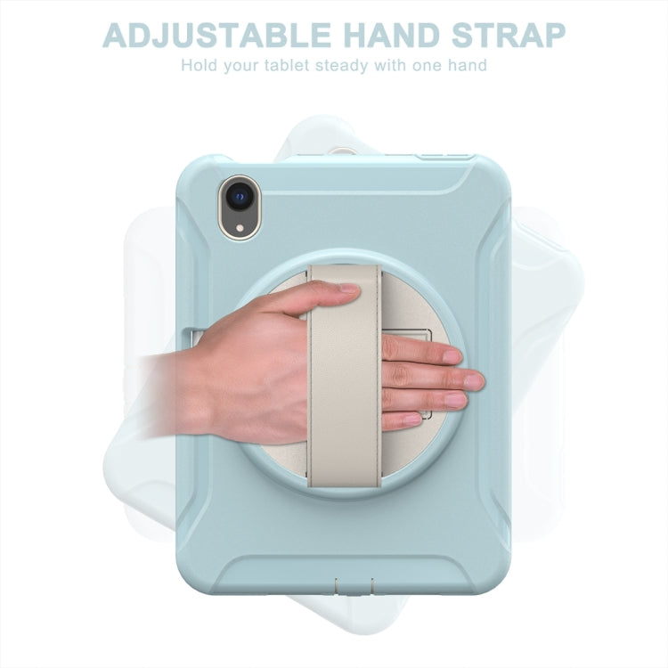 For iPad mini 6 / mini 2024 360 Degree Rotation PC + TPU Protective Tablet Case with Holder & Hand-strap(Ice Blue) - iPad mini 2024 Cases by buy2fix | Online Shopping UK | buy2fix
