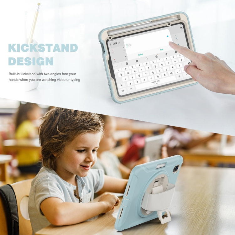 For iPad mini 6 / mini 2024 360 Degree Rotation PC + TPU Protective Tablet Case with Holder & Hand-strap(Ice Blue) - iPad mini 2024 Cases by buy2fix | Online Shopping UK | buy2fix