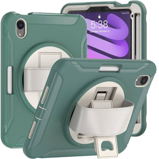 For iPad mini 6 / mini 2024 360 Degree Rotation PC + TPU Protective Tablet Case with Holder & Hand-strap(Jade Green) - iPad mini 2024 Cases by buy2fix | Online Shopping UK | buy2fix
