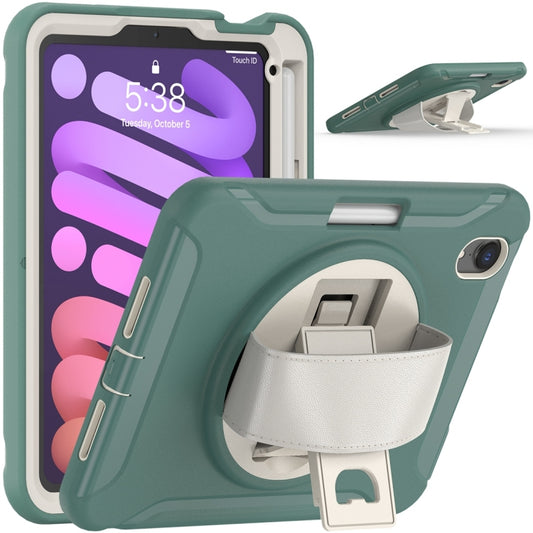 For iPad mini 6 / mini 2024 360 Degree Rotation PC + TPU Protective Tablet Case with Holder & Hand-strap(Jade Green) - iPad mini 2024 Cases by buy2fix | Online Shopping UK | buy2fix