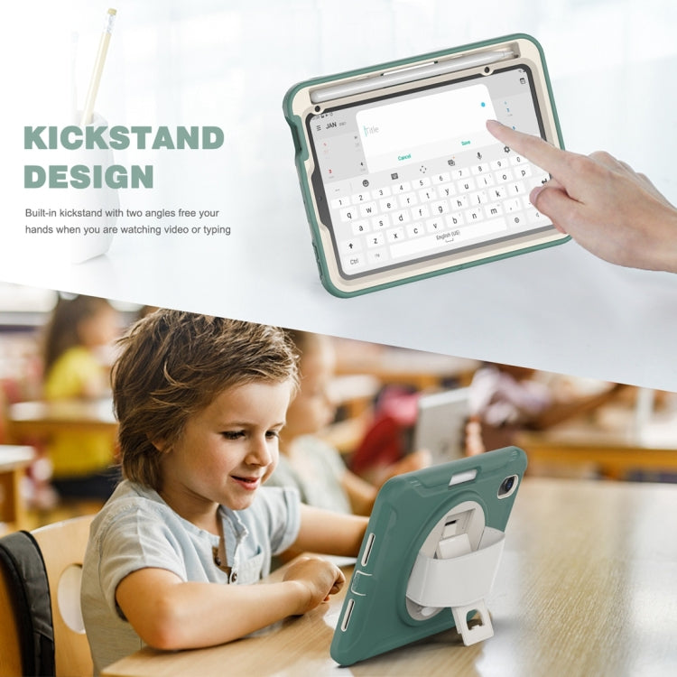 For iPad mini 6 / mini 2024 360 Degree Rotation PC + TPU Protective Tablet Case with Holder & Hand-strap(Jade Green) by buy2fix