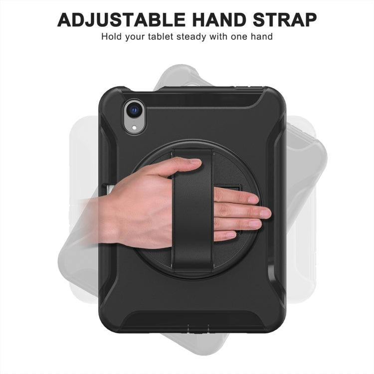 For iPad mini 6 / mini 2024 360 Degree Rotation PC + TPU Protective Tablet Case with Holder & Hand-strap(Black) - iPad mini 2024 Cases by buy2fix | Online Shopping UK | buy2fix