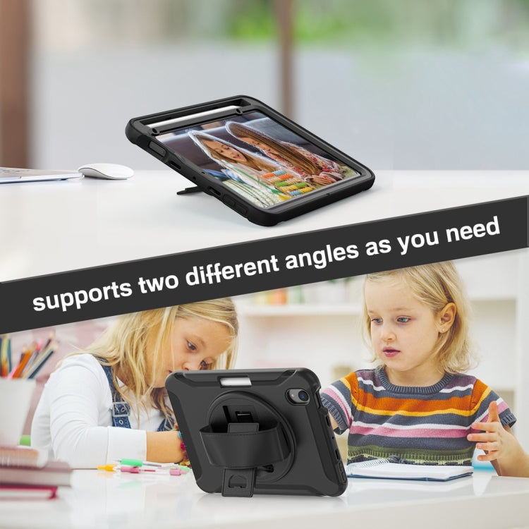 For iPad mini 6 / mini 2024 360 Degree Rotation PC + TPU Protective Tablet Case with Holder & Hand-strap(Black) - iPad mini 2024 Cases by buy2fix | Online Shopping UK | buy2fix