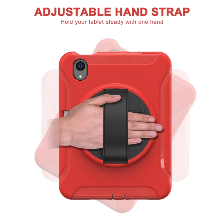 For iPad mini 6 / mini 2024 360 Degree Rotation PC + TPU Protective Tablet Case with Holder & Hand-strap(Red) - iPad mini 2024 Cases by buy2fix | Online Shopping UK | buy2fix
