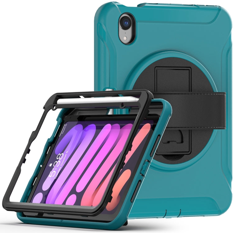 For iPad mini 6 / mini 2024 360 Degree Rotation PC + TPU Protective Tablet Case with Holder & Hand-strap(Blue) - iPad mini 2024 Cases by buy2fix | Online Shopping UK | buy2fix