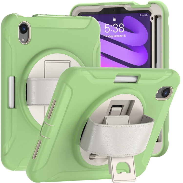 For iPad mini 6 / mini 2024 360 Degree Rotation PC + TPU Protective Tablet Case with Holder & Hand-strap(Matcha Green) - iPad mini 2024 Cases by buy2fix | Online Shopping UK | buy2fix