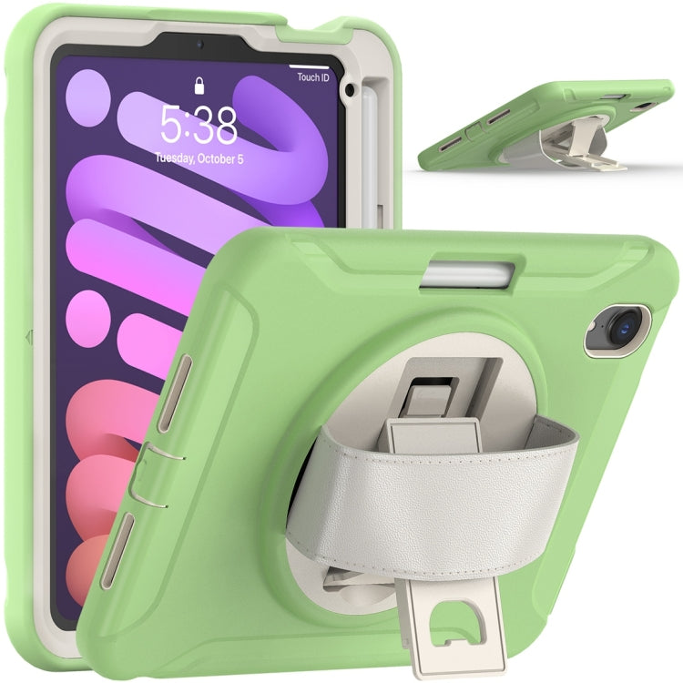 For iPad mini 6 / mini 2024 360 Degree Rotation PC + TPU Protective Tablet Case with Holder & Hand-strap(Matcha Green) - iPad mini 2024 Cases by buy2fix | Online Shopping UK | buy2fix
