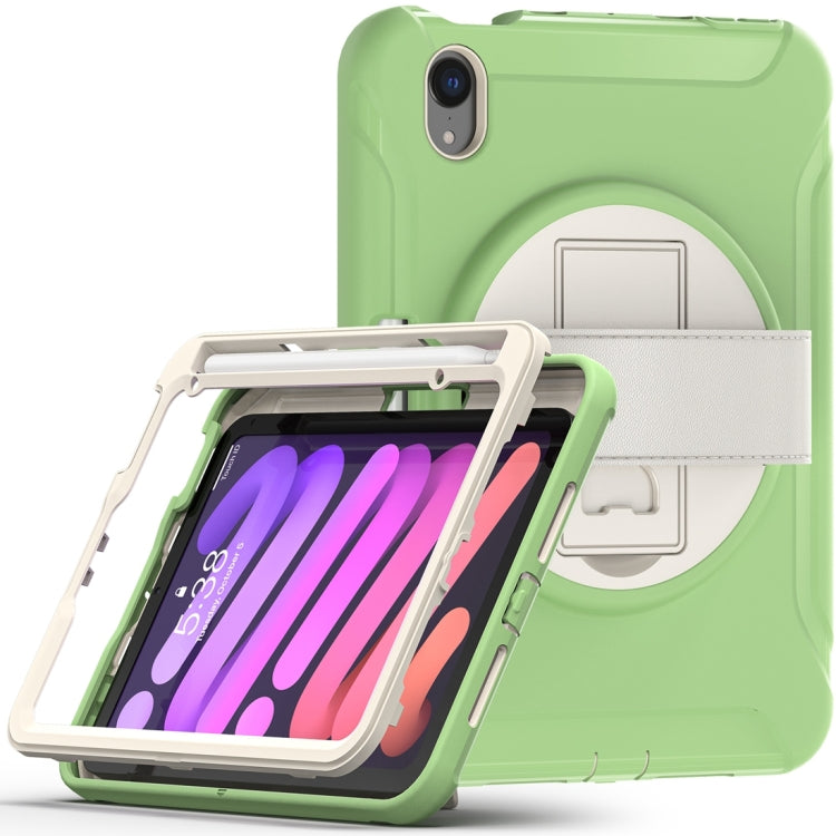 For iPad mini 6 / mini 2024 360 Degree Rotation PC + TPU Protective Tablet Case with Holder & Hand-strap(Matcha Green) - iPad mini 2024 Cases by buy2fix | Online Shopping UK | buy2fix