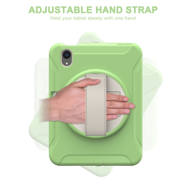 For iPad mini 6 / mini 2024 360 Degree Rotation PC + TPU Protective Tablet Case with Holder & Hand-strap(Matcha Green) - iPad mini 2024 Cases by buy2fix | Online Shopping UK | buy2fix