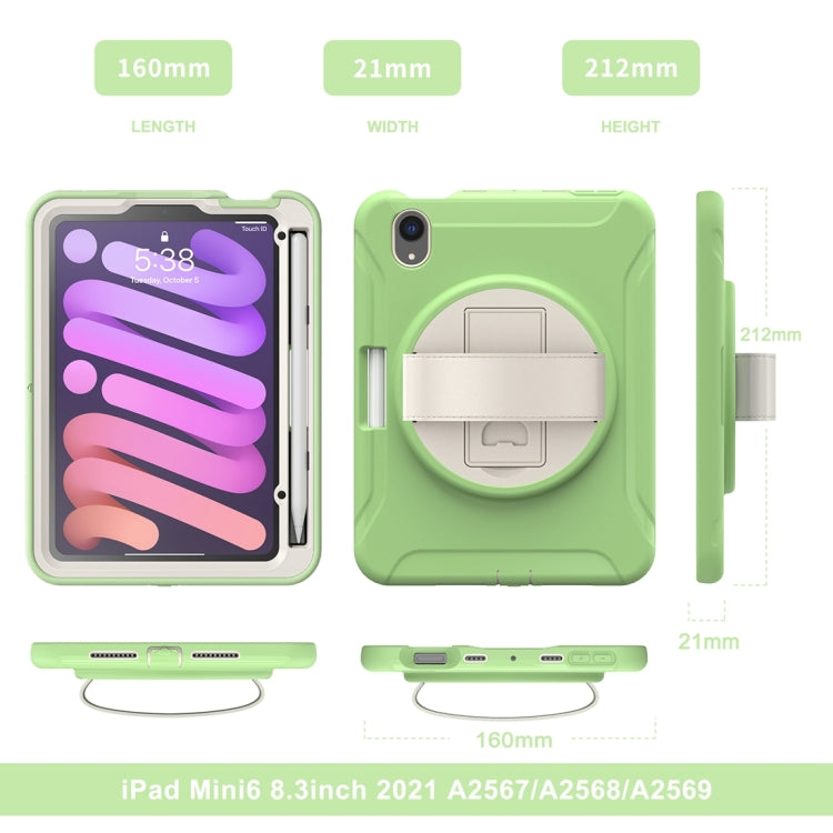 For iPad mini 6 / mini 2024 360 Degree Rotation PC + TPU Protective Tablet Case with Holder & Hand-strap(Matcha Green) - iPad mini 2024 Cases by buy2fix | Online Shopping UK | buy2fix