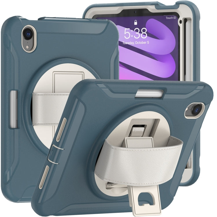 For iPad mini 6 / mini 2024 360 Degree Rotation PC + TPU Protective Tablet Case with Holder & Hand-strap(Cornflower Blue) - iPad mini 2024 Cases by buy2fix | Online Shopping UK | buy2fix